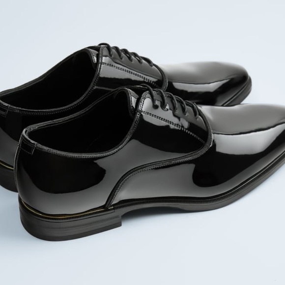 Zara Man Black Patent Finish Dress Shoes - Picture 3 of 11